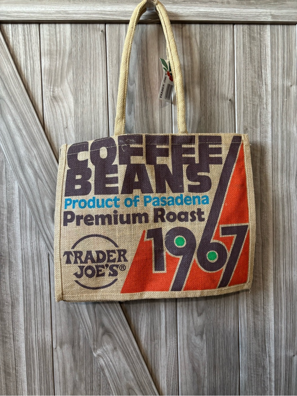 Trader Joe’s 1967 Coffee Beans Jute Tote Bag - Natural & Orange